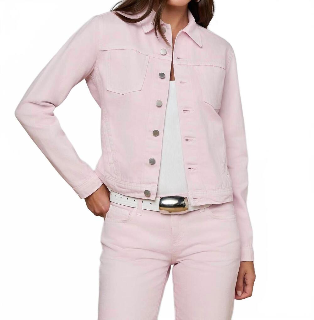 NEW L'AGENCE slim denim jacket in pastel lilac